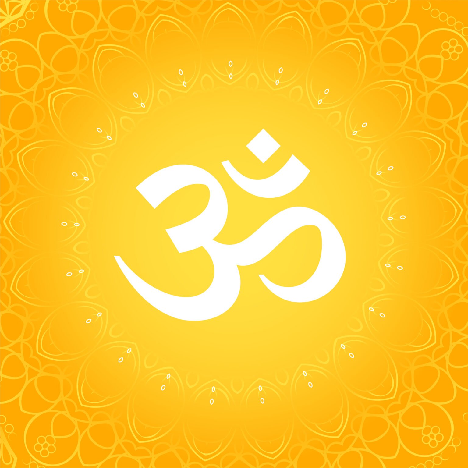 om aum ohm symbol of hinduism yellow background
